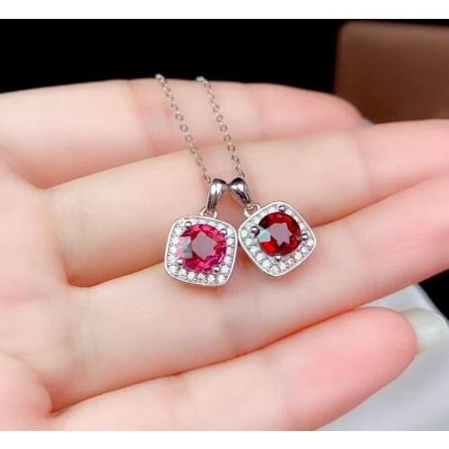 Natural garnet pendant of necklace for women jewelry oval natural gem gift real 925 silver birthstone Valentine gift