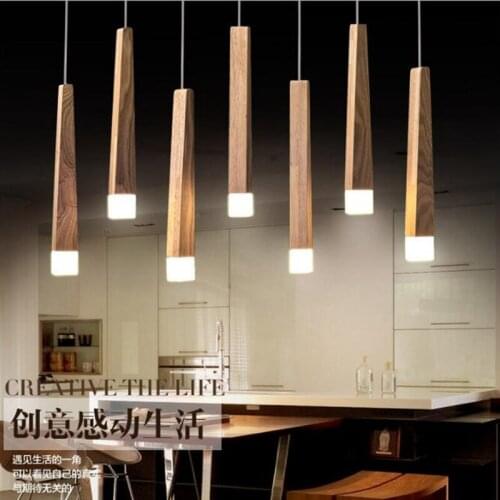 Wood Stick Pendant Lamp Lights, Kitchen Island Living Room Shop Decoration, Modern Natural Wood Pipe Pendant Lights