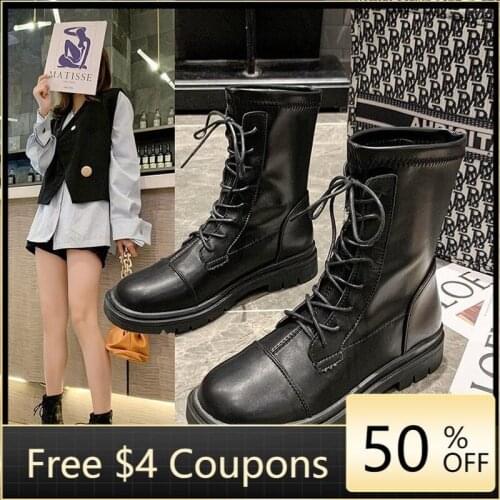 2020 New Autumn British Fashion Trend Flat Net Red Martin Short Boots Women