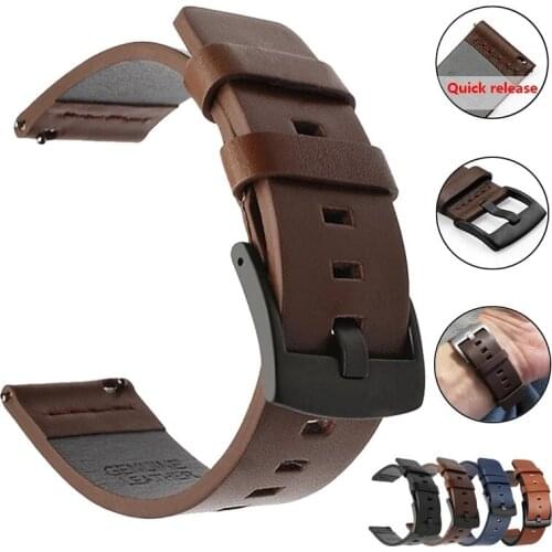 20mm 22mm Watch band Quick release Leather Strap for Samsung Galaxy Watch 3 Active2 40 44mm huawei watch gt 2 WatchBand 18 24mm