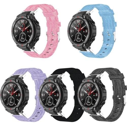 Nylon Canvas Band For Huami Amazfit T-Rex A1918 Smart Watch Strap For xiaomi Amazfit Ares A1908 Bracelet Sport Wrist Belt