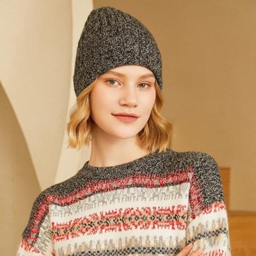 Hot Sale 100% Goat Cashmere Hat High-End Cap for Women Pure Cashmere Knitted Cap Autumn Winter Warm Soft Thicken Hats