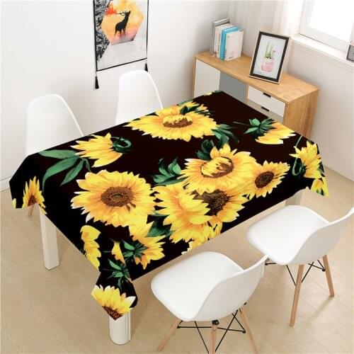 Sunflower Tablecloth polyester Hotel Picnic Table Rectangular Table Covers Home Dining Tea Table Decoration