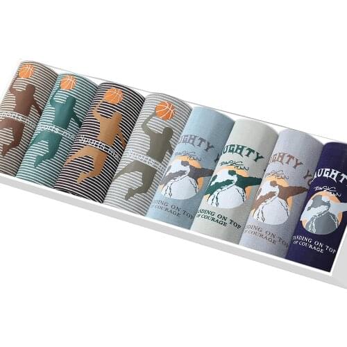 8Pcs/Lot Mens Boxers Of Teenager Boy Underwear Student Stretch Breathable Boxer Shorts Fashion Cartoon Boy Underwear Panties