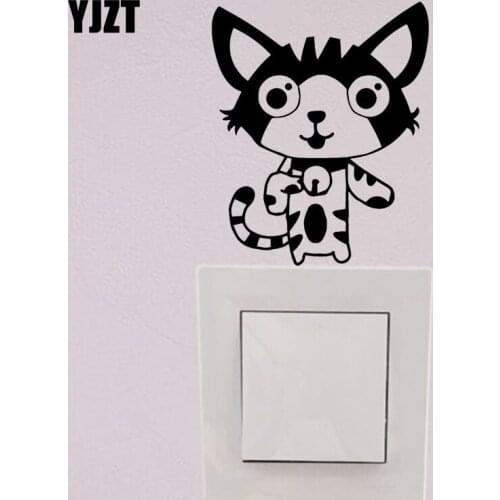 YJZT Standing Cat Wall Switch Sticker Vinyl Decal Decor Cartoon Animal Pattern S19-0835
