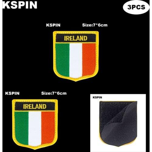 National Flag Patch Hook Loop Ireland Badges Armband 3D Stick on Jacket Backpack Stickers