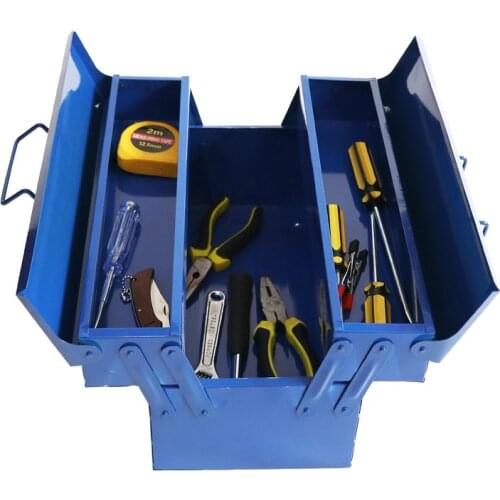 Iron Suitcase Tools Box Professional Complete Toolbox Empty Metal Side-opening Double-handle Storage Three-dipper