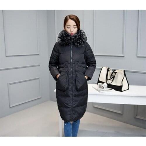 Raccoon Fur Collar Womens White Duck Down Jackets Warm Coat Female Winter Jacket Women Long Parka Chaqueta Mujer WXF463