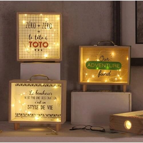 1PC Wooden Money Bank Money Boxes Piggy Banks Home Decor Gift Kids Money Boxes 4 Styles Storage Box HOT