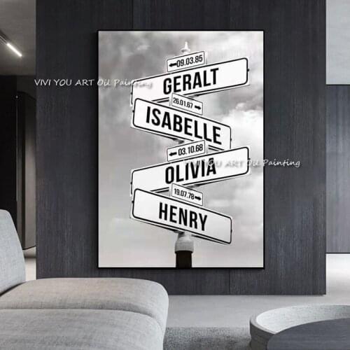 100% Handpainted Guide Board Sign Oil Paintings On Canvas Modern Large Size Wall Landscape Pictures Home Decoration No Framed