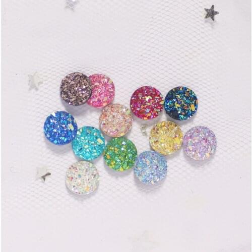 100pcs AB Resin Bling Irregularity Surface Ore Crystal 8mm Round Flatback Rhinestone Ornaments DIY Wedding Appliques Craft -Z103