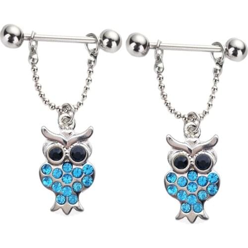 14G 316L Surgical Steel Cute Owl Nipple Ring Body Piercing Jewelry Elephant Body Piercing Nipple