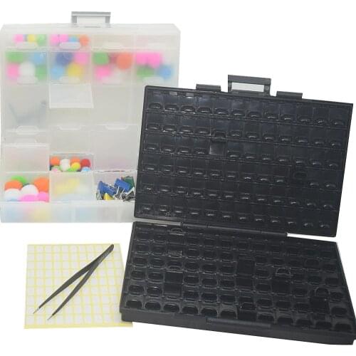 2pcs AideTek BOXALL24+BOXALL144AS Empty boxes enclosure SMD SMT parts compartments Lids Beads Craft Organizer