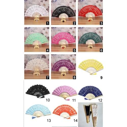 27cm Handmade Cotton Battenbury Lace Folding Hand Fan for Party Bridal Gift Wedding Decoration Lady 's Embroidery Fans