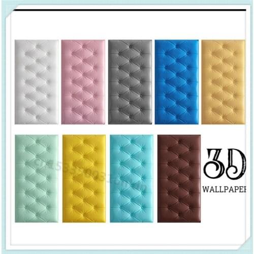 3d Self Adhesive Headboard Soft Bag Anti Collision Wall Sticker Room Soft Bag Imitating Soft Bag Bed Wall Sticker