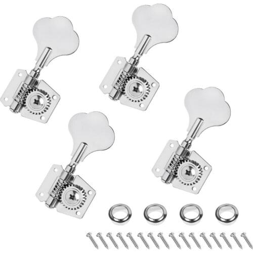 2020 Stringed Guitar Bass Tuning Pegs 4R Chrome Machine Vintage Open Geared Precision Heads Knobs Set Silver Tuners for Bass