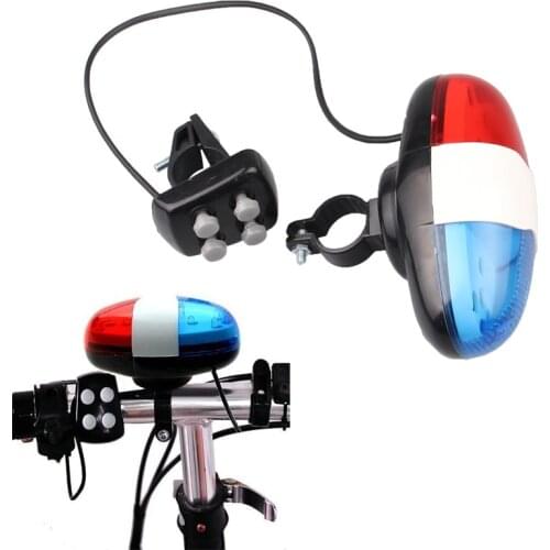 6 LED 4 Sounds Horn Bell Ring Police Car Light Trumpet for Bicycle 4 Button Controls High Quality Bike Accessories Bike Siren