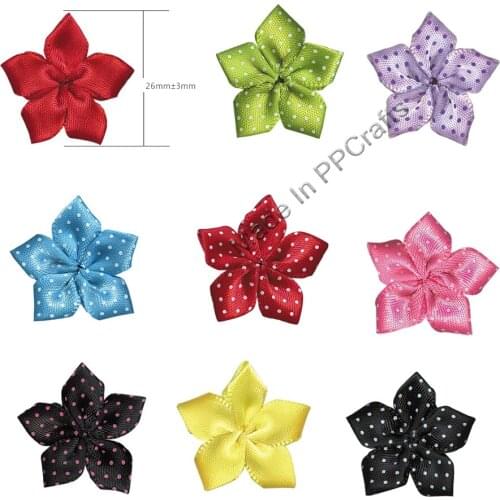 26MM Satin Double /Dots Ribbon Petaled Bow For Packing Cloth Hairbow DIY Crafts 200pcs Free Shipping