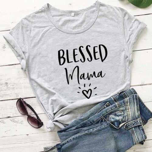 Blessed Mama Fashion Graphic Plus Size Women T Shirt Harajuku Short Sleeve Mom Top Tees O Neck 100% Cotton Mother Casual Shirts