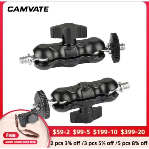 CAMVATE 2PCS 360° Swivel Mini Ball Head Extension Arm With 1/4"-20 Male Screw Mount For LCD monitor/Flash /Video Light/Rod Clamp