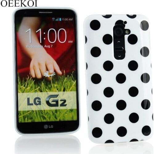 OEEKOI Polka Dots Style Back Skin Cover Case For LG Optimus G2 D802 D801 Soft Phone Case Free