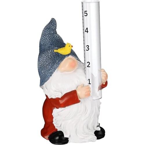 Rain Gauges Gnome Yard Garden Statue Decoration with Glass Rain Gauge for Rain in Patio Lawn Yard Garden Decor
