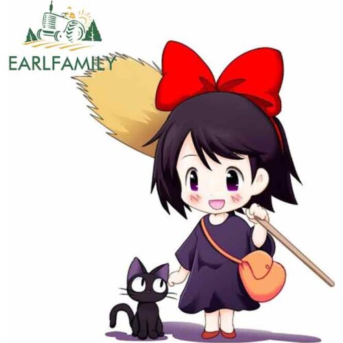 EARLFAMILY 13cm x 11.5cm for Kikis Delivery Service Decal Personality Cartoon Car Stickers Refrigerator Windshield RV Decoration