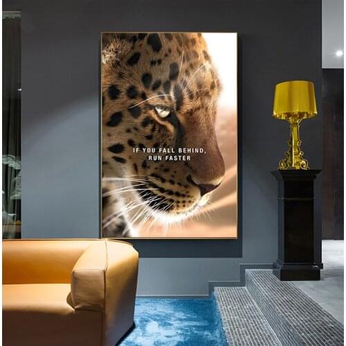 Cheetah with Inspirational Words Wall Canvas Art Painting Posters And Prints on Canvas Art Picture for Living Room Home Decor