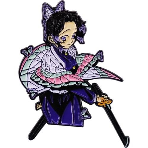 Kimetsu No Yaiba Anime Pin Shinobu Kocho Insect Breathing Badge Great gift for Demon Slayer fans