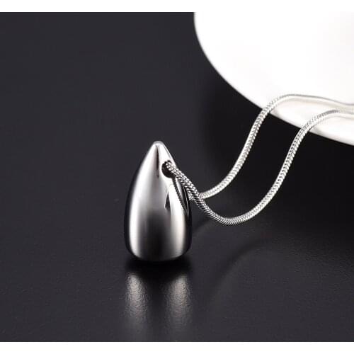 KLH9923 High Polished Blank Teardrop Cremation Urn Pendant Necklace 316L Grade Stainless Steel Keepsake Jewelry for Ashes