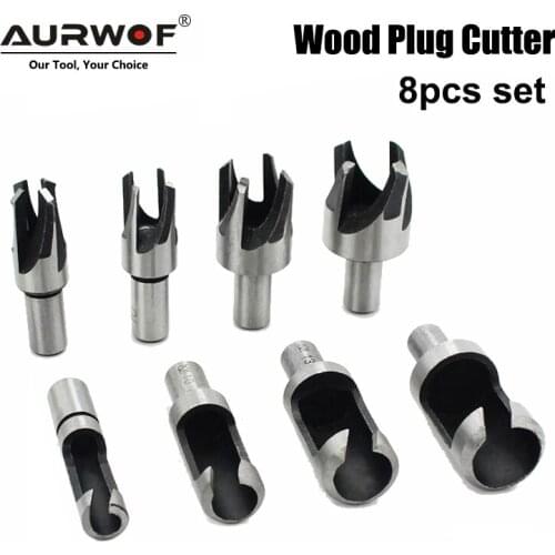 LAVIE 8PCS Wood Plug Cutters Set Woodworking Cutting Tool Wood Drill Bit Claw Cork Drill for Wood 5/8 1/2 3/8 1/4 Inch DB03011