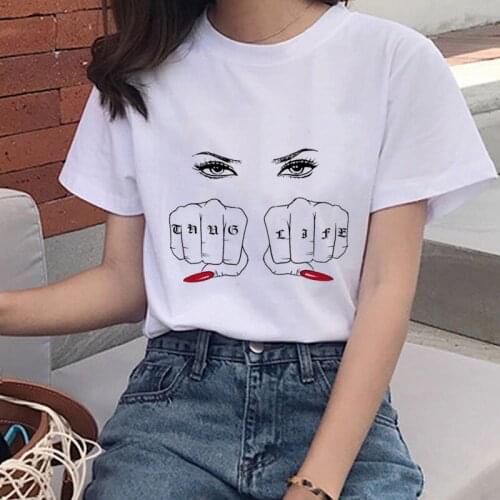 Fashion Graphic Cute Tee Top Aesthetic Shirt Women Casual White T-shirt Gesture Printing T-shirt Womens Spoof Harajuku T-shirt