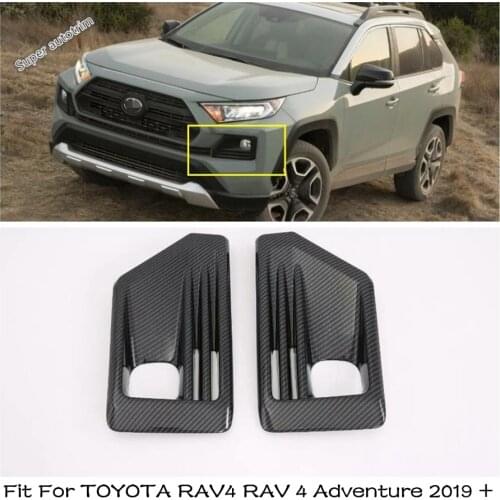 Front Fog Lights Lamp Cover Trim Chrome Carbon Fiber ABS For TOYOTA RAV4 RAV 4 Adventure 2019 2020 2021 Accessories Exterior