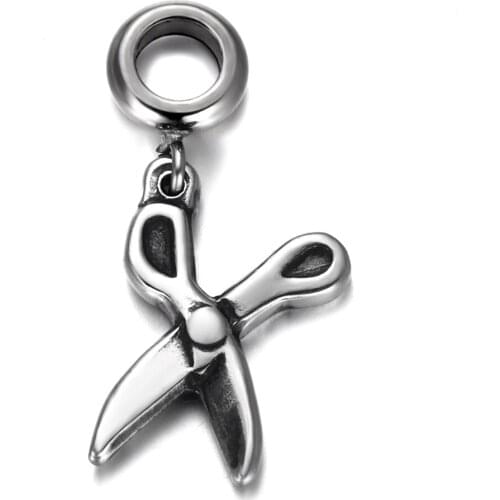 316L Stainless Steel Spacer Bail Bead Scissor Charms 5mm Hole Polished Metal Charm Accessories for DIY Bracelet Jewelry Making