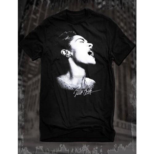 New Black Billie Holiday T-Shirt Singer Songwriter Jazz Blues Music Tee