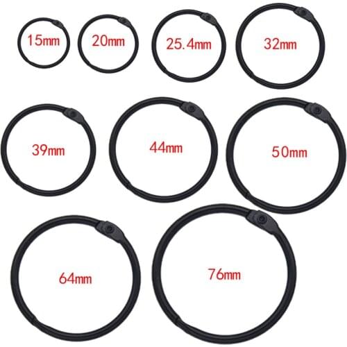 High Quality 2/3/5/10Pcs black Metal Ring Binder 15-76mm DIY Loose-leaf Book Hoops Opening Office Binding Supplie Photo Albums