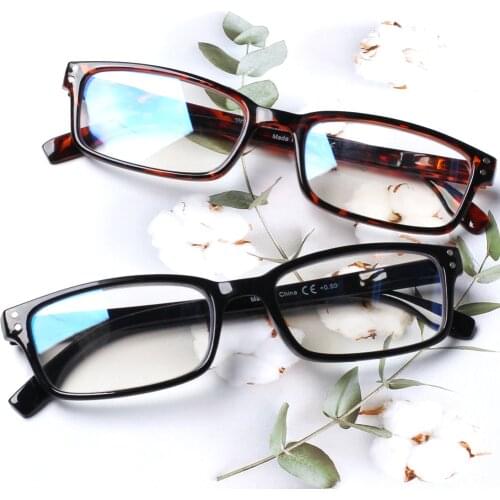 Classic Anti-Blue Light Reading Glasses Spring Hinge Plastic Material Diopter Unisex 0, +50, +75, +100...+600