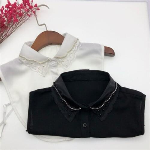 Autumn Winter Shirt Detachable Collar Female Half Shirt Embroidery Handmade Beads Fake Collar False Collar Necklace Nep Kraagie