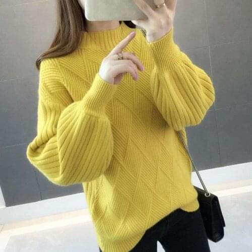 Autumn Winter Knitted Sweater Women 2020 new Korean Fashion Loose Lazy Short Lantern Sleeve Sweaters Pullovers Female Tops