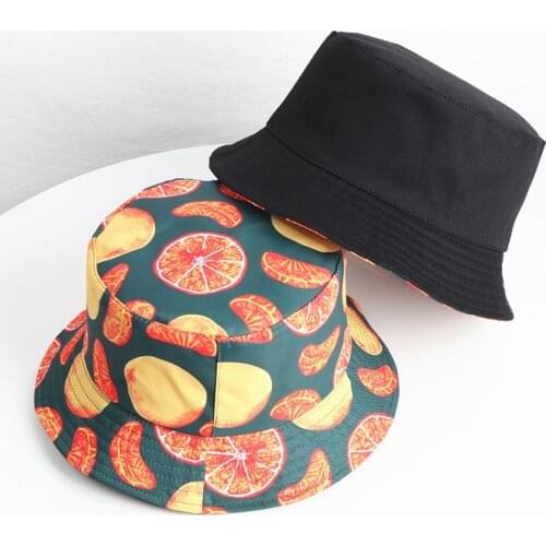 Cotton Fruit Orange Print Bucket Hat Fisherman Hat Outdoor Travel Hat Sun Cap Hats for Men and Women 205