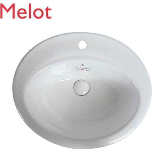 Mid-End Basin Semi-Embedded Basin Single Basin Hotel Engineering Oval Bathroom Washbasin Ceramic