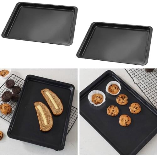 Baking Trays 14.5in Rectangle Nonstick Carbon Steel Baking Sheets Pans for Cakes Cookies Pizza Kitchen Accessories Black Behogar