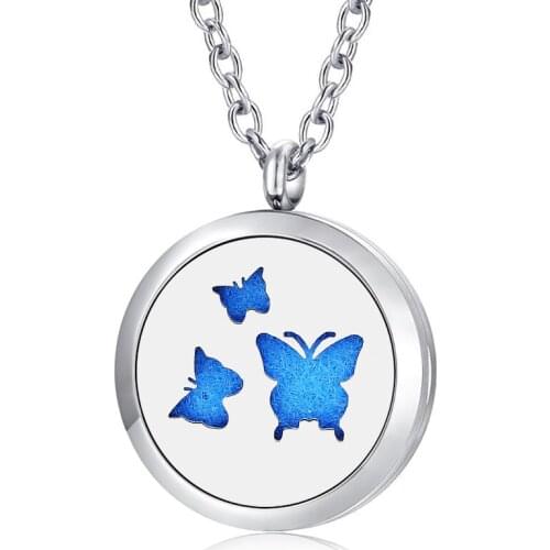 With Chain as Gift! Butterfly locket necklace Pendant 316L Stainless Steel Aromatherapy Essential Oil Diffuser Necklace