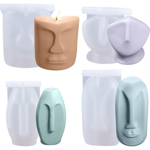 Nordic Design Face Silicone Candle Mold DIY Handmade Aromatherapy Candle Mould Plaster Ornaments Portrait Sculpture