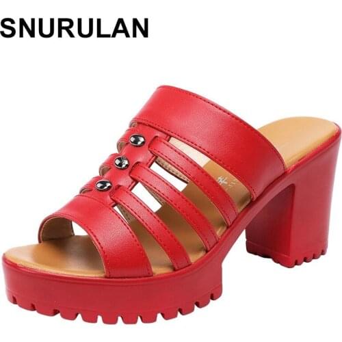 SNURULAN Big Size 32-43 Summer Wedding Shoes Women Slippers Platform 2021 High Heels Slides Ladies Gladiator Shoes Office Slippe