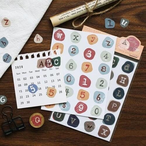 Retro Number Stickers DIY Paper Scrapbook Material Junk Journal Diary Deration Letters Die Cutting Sticker Hobby Craft