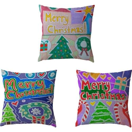 Unique Christmas Series Pillowcase Sun Moon Balloon Tree Polyester Peach Skin Cushion Covers New Year Gift Home Sofa Decorate