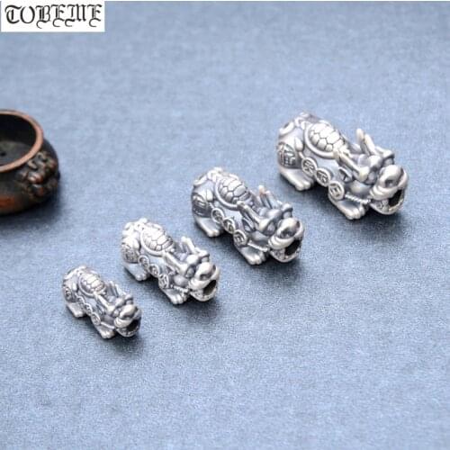 100% 3D 999 Silver Pixiu Bead Vintage Pure Silver Lucky Fengshui Animal Beads Wealth Pixiu Beads Powerful for wealth