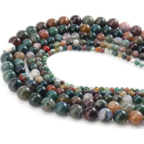 Xinyao Natural Round Indian Agates Stone Beads Smooth Loose Beads For Jewelry Making DIY Bracelet Necklace