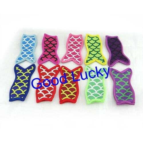 1000pcs/lot Neoprene Mermaid Popsicle holder mermaid printing Ice Cooler Case mix 15 colors ready in stock Ice Popsicle Sleeves